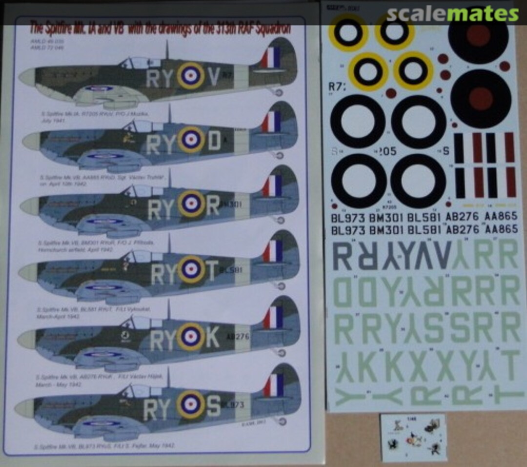 Boxart The Spitfire Mk.IA and VB with the drawings of the 313th RAF Squadron AMLD48035 AML Boxart The Spitfire Mk.IA and VB with the drawings of the 313th RAF Squadron AMLD48035 AML