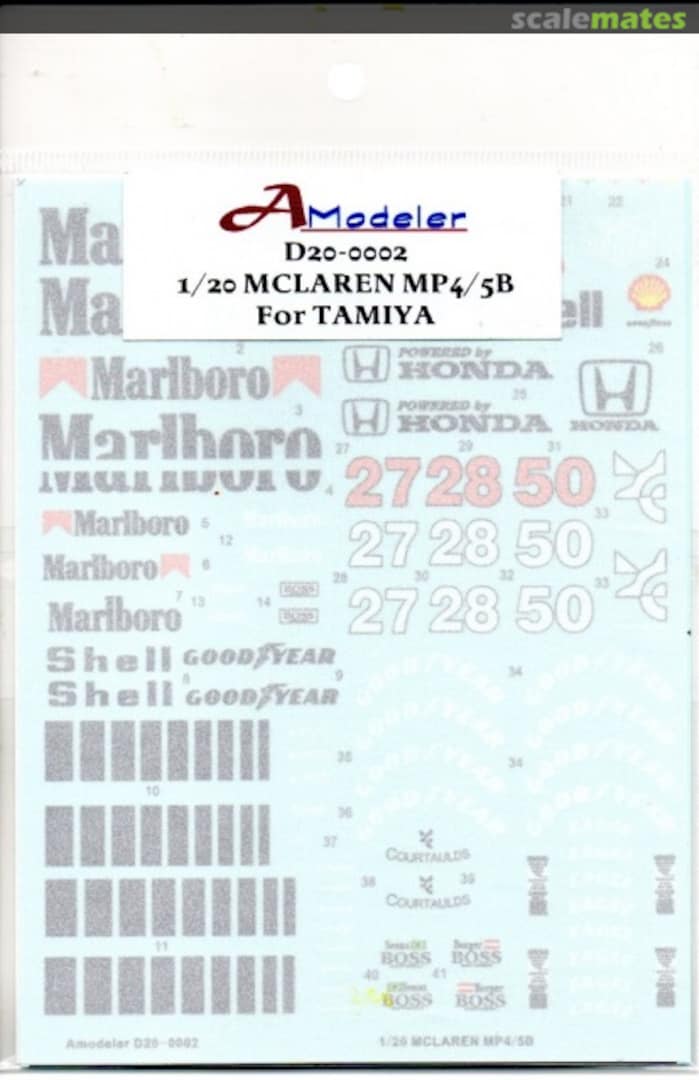 Boxart 1/20 McLaren MP4/5B D20-0002 A Modeler Boxart 1/20 McLaren MP4/5B D20-0002 A Modeler