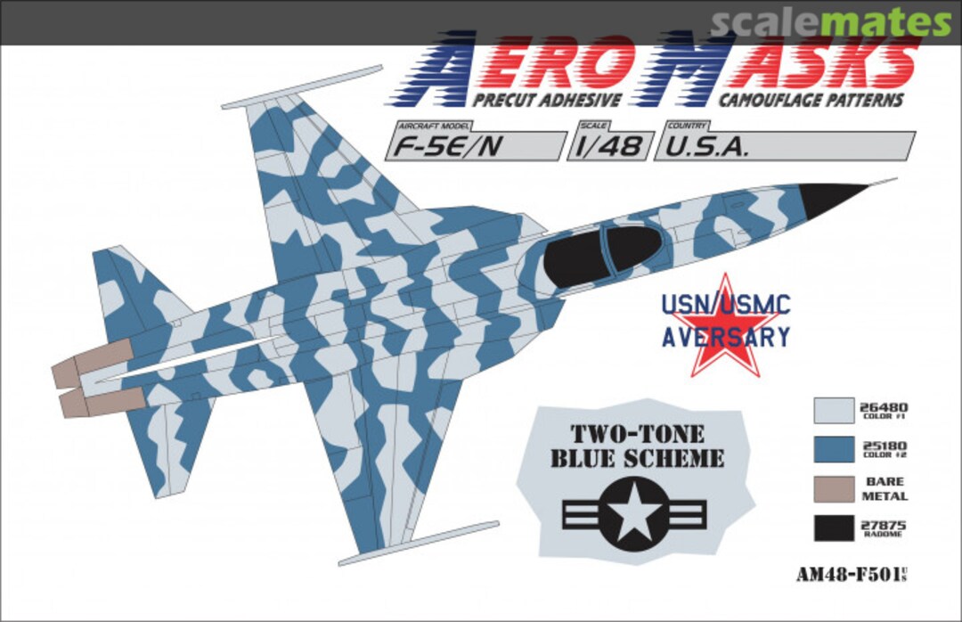 Boxart F-5E/N USA USN USMC Aversary Two-Tone Blue Scheme AM48-F501 AeroMasks Boxart F-5E/N USA USN USMC Aversary Two-Tone Blue Scheme AM48-F501 AeroMasks