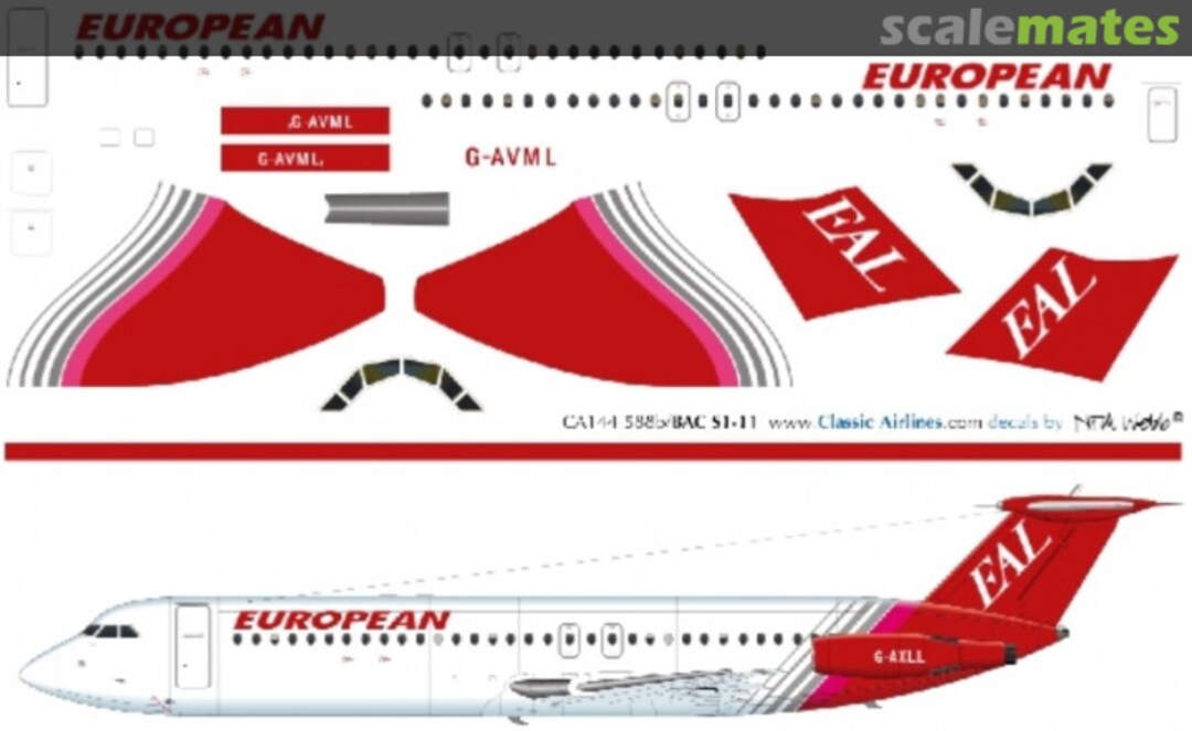 Boxart European (red) BAC S111 CA144-588b Classic Airlines Boxart European (red) BAC S111 CA144-588b Classic Airlines