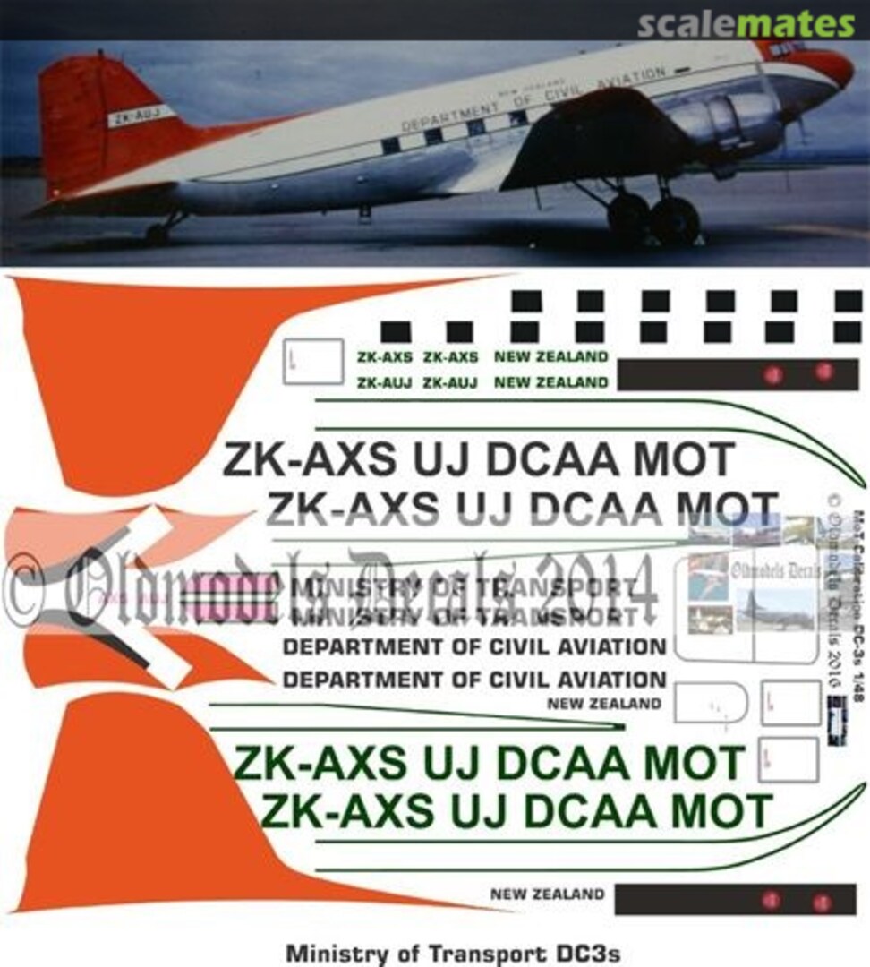 Boxart NZ Ministry of Transport Calibration Flt DC-3 schemes OMD0310 Oldmodels Decals Boxart NZ Ministry of Transport Calibration Flt DC-3 schemes OMD0310 Oldmodels Decals