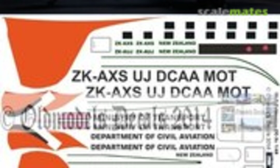 1:72 NZ Ministry of Transport Calibration Flt DC-3 schemes (Oldmodels Decals OMD0310) OMD0310