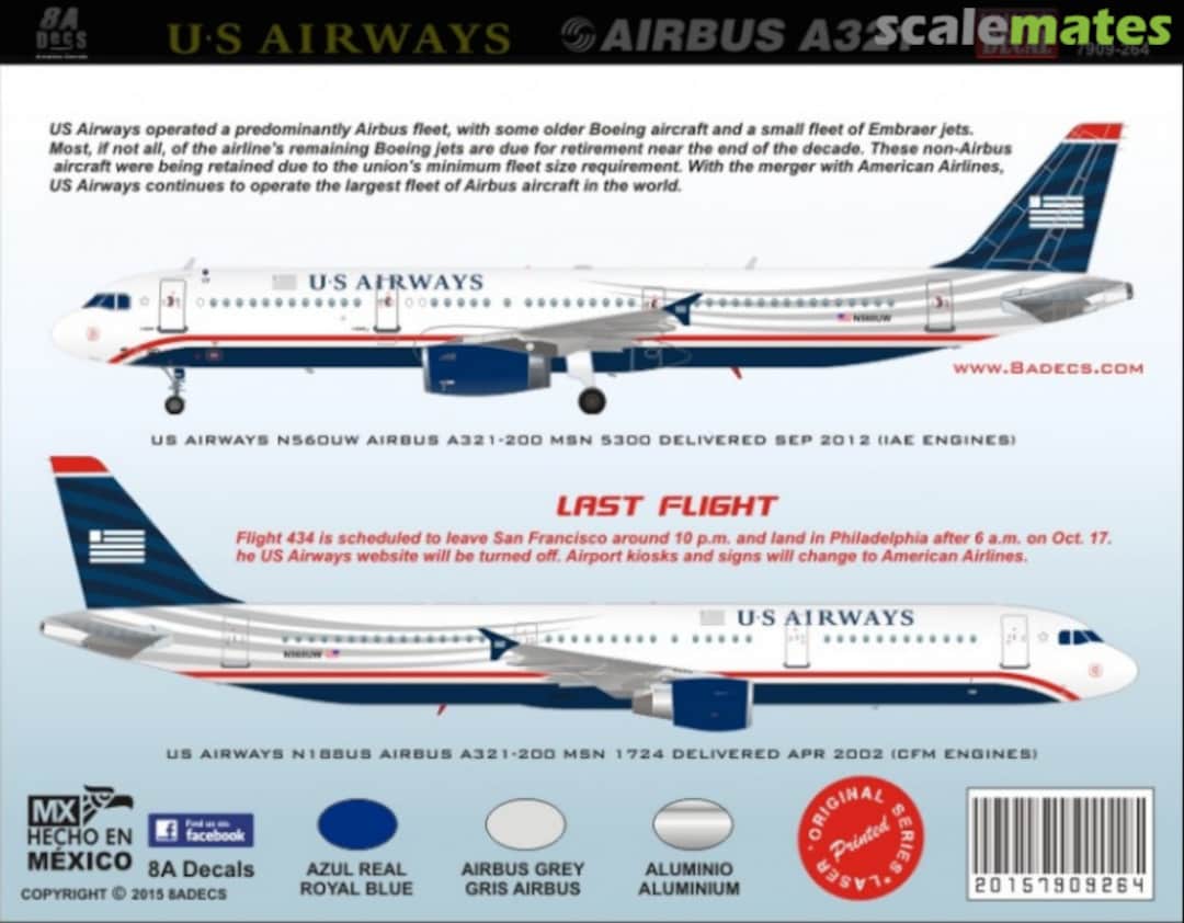 Boxart US Airways A321 7909-264 8aDecs Boxart US Airways A321 7909-264 8aDecs