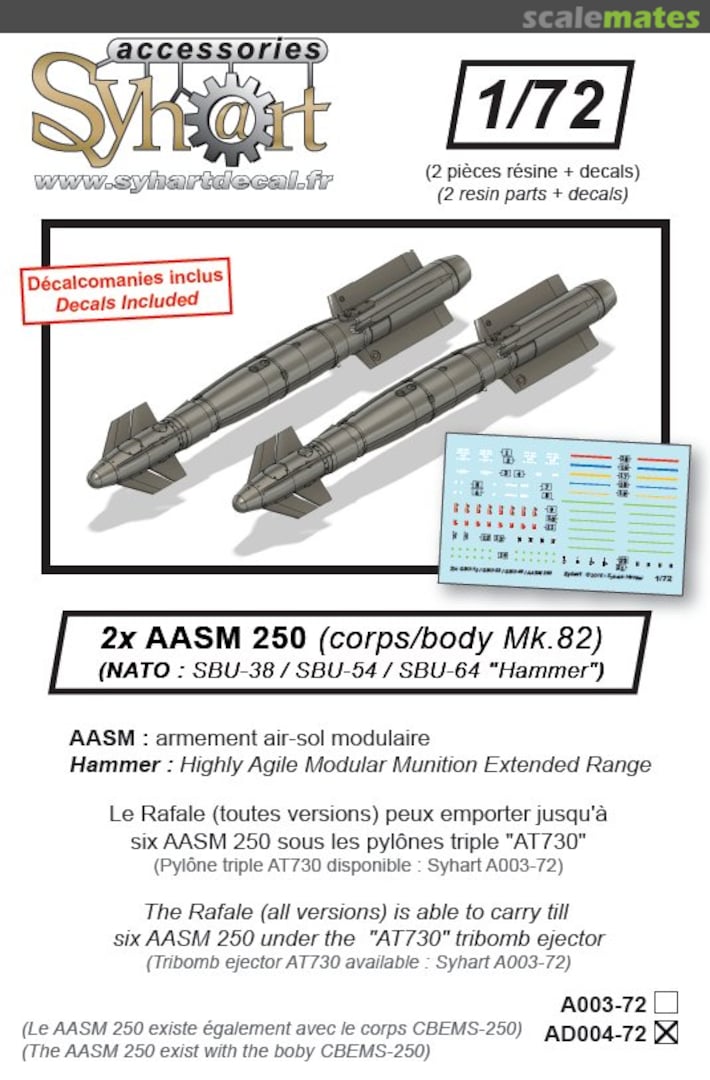 Boxart AASM 250 (body Mk.82) (1x pair - resin) AD004 Syhart