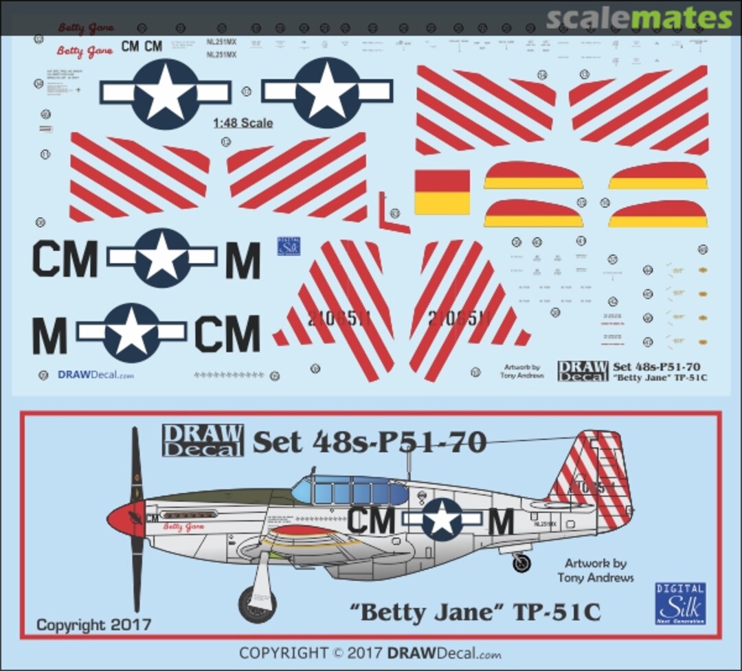 Boxart "Betty Jane" TP-51C 48-P51-70 Draw Decal Boxart "Betty Jane" TP-51C 48-P51-70 Draw Decal