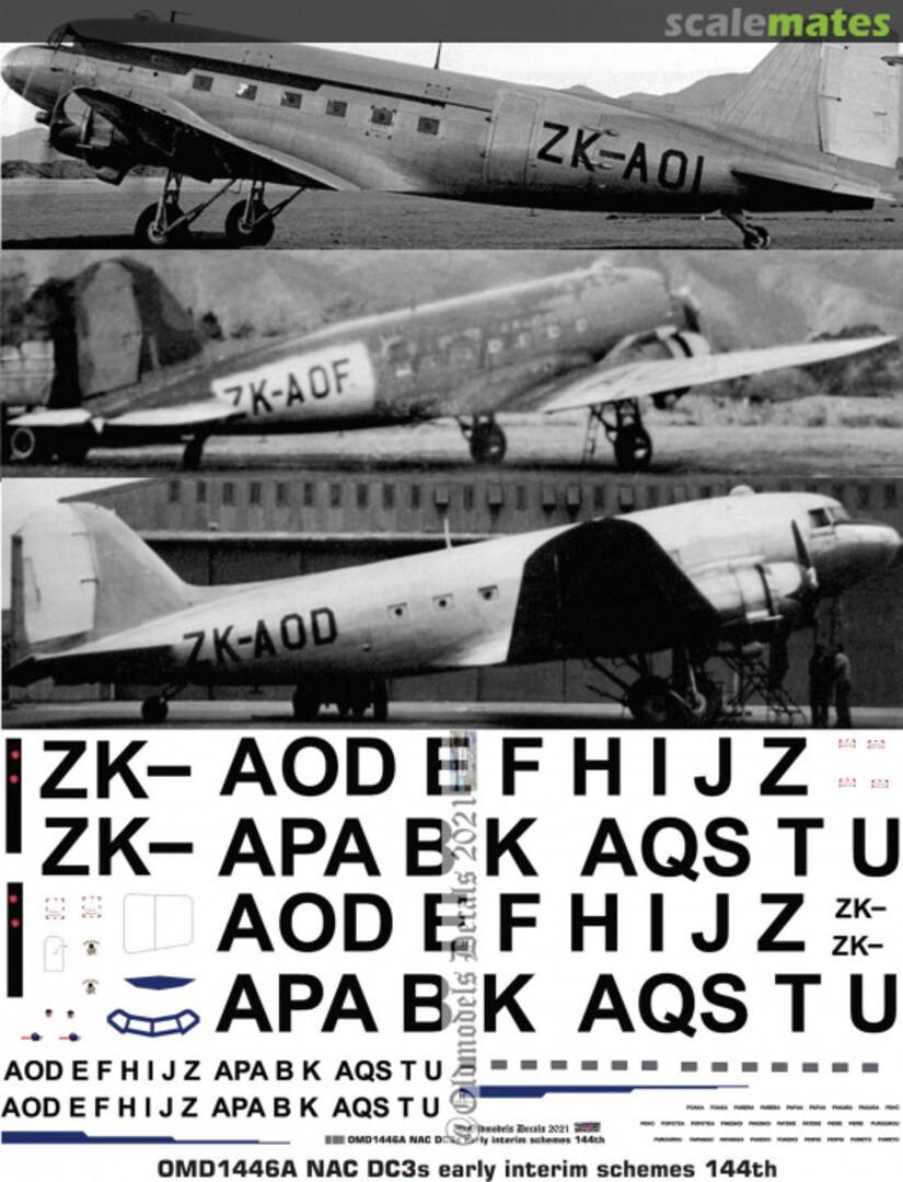 Boxart NAC DC-3s 1940s interim schemes OMD1446A Oldmodels Decals Boxart NAC DC-3s 1940s interim schemes OMD1446A Oldmodels Decals