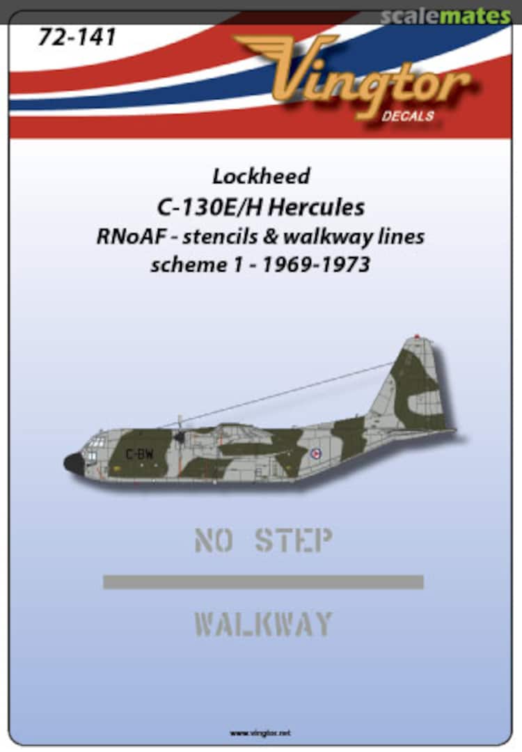 Boxart Lockheed C130E/H Hercules RNoAF stencils and walkway lines 72-141 Vingtor Decals Boxart Lockheed C130E/H Hercules RNoAF stencils and walkway lines 72-141 Vingtor Decals