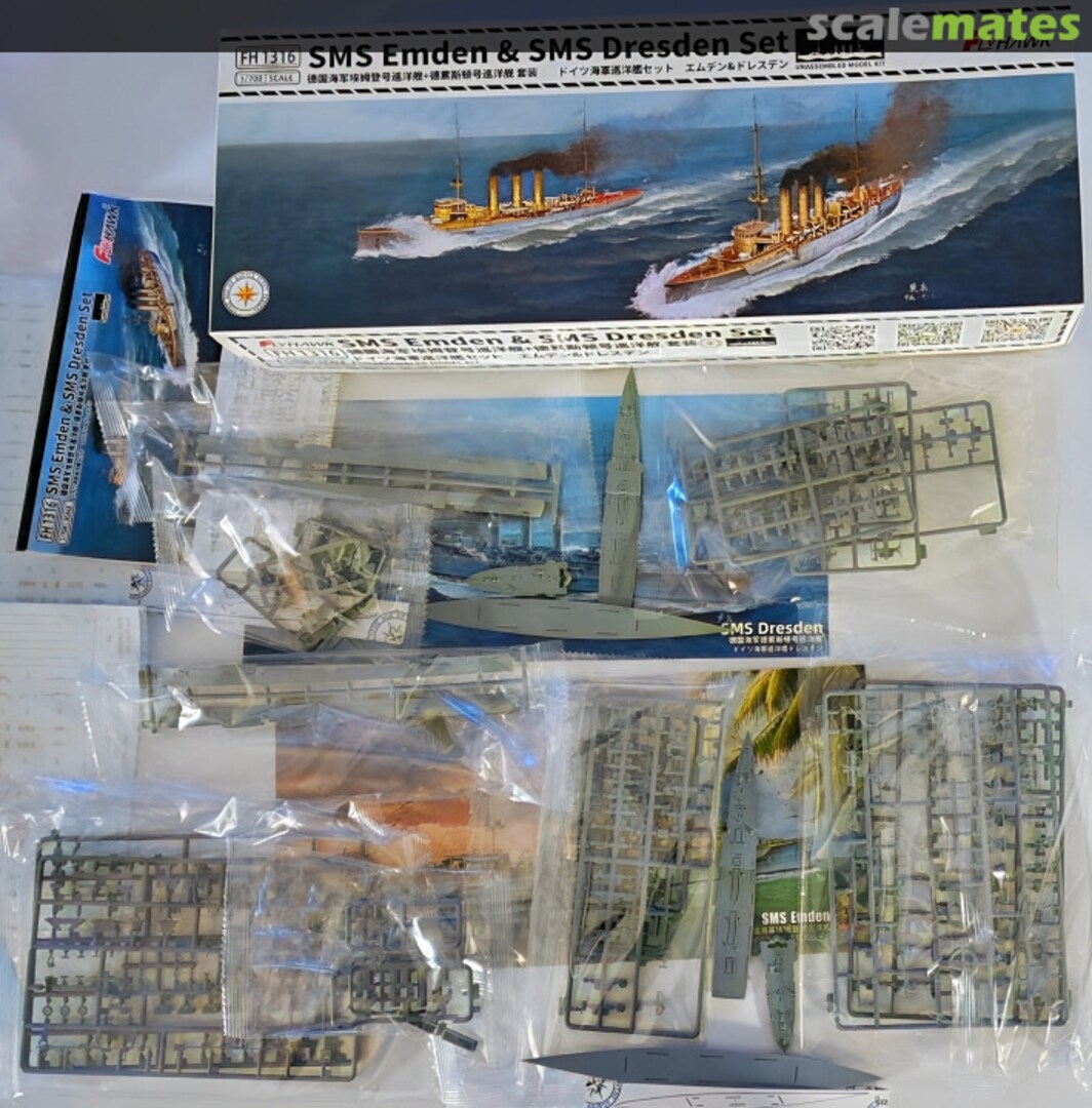 Contents SMS Emden & SMS Dresden Set FH1316 FlyHawk Model Contents SMS Emden & SMS Dresden Set FH1316 FlyHawk Model
