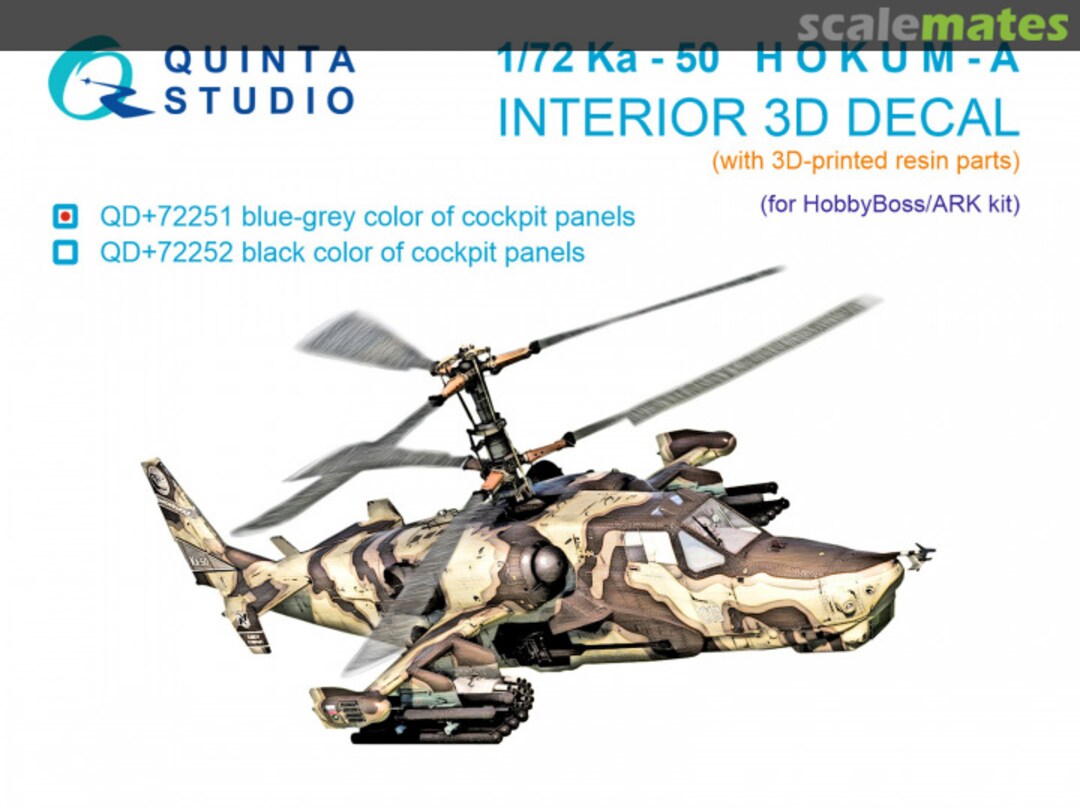 Boxart Ka-50 Hokum A (blue-grey panels) interior 3D decals (with 3D resin parts) QD+72251 Quinta Studio Boxart Ka-50 Hokum A (blue-grey panels) interior 3D decals (with 3D resin parts) QD+72251 Quinta Studio
