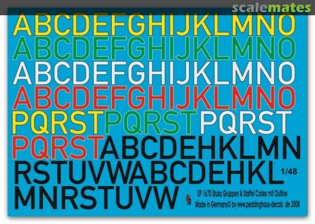 Boxart Stuka Gruppencodes & Staffelscodes mit Outline EP 1670 Peddinghaus-Decals Boxart Stuka Gruppencodes & Staffelscodes mit Outline EP 1670 Peddinghaus-Decals