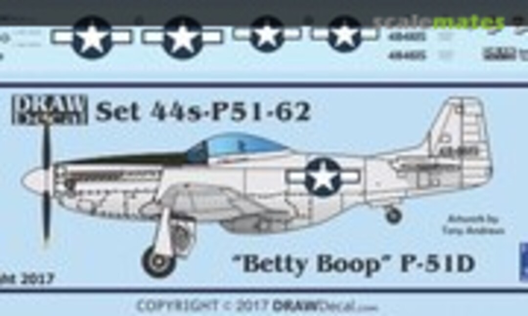 1:144 P-51D “Betty Boop” (Draw Decal 44-P51-62) 44-P51-62